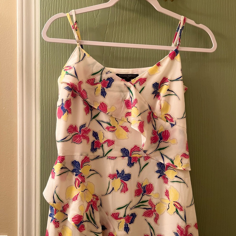 Banana Republic Floral Mini Dress - Red, Yellow, Blue on White